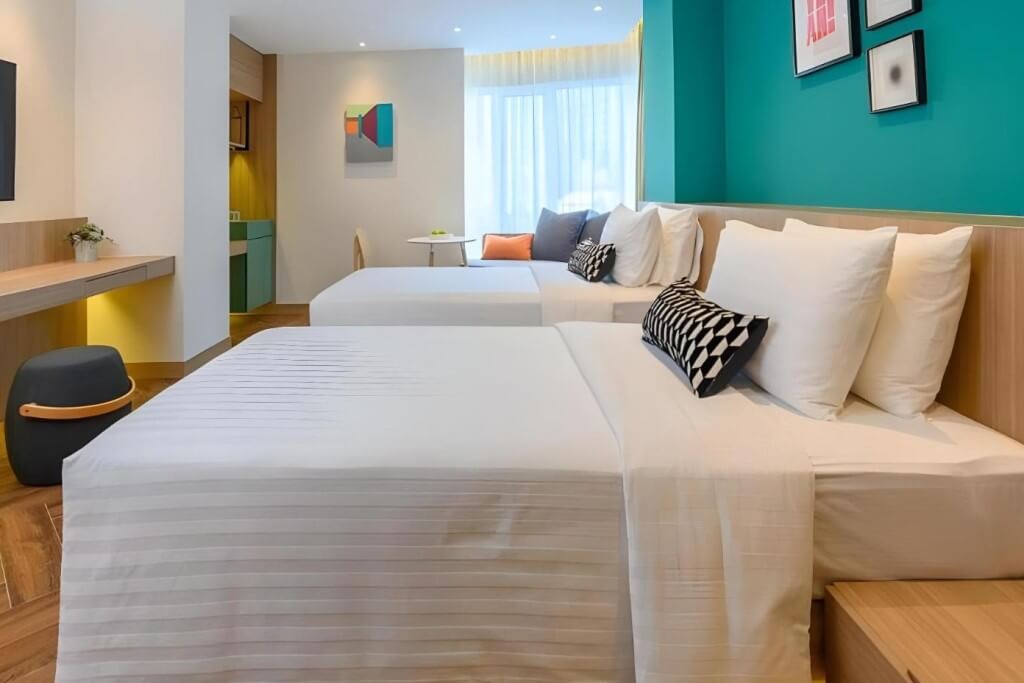 SQ Boutique Hotel only offers double rooms, which can be configured with either one large bed or two single beds.