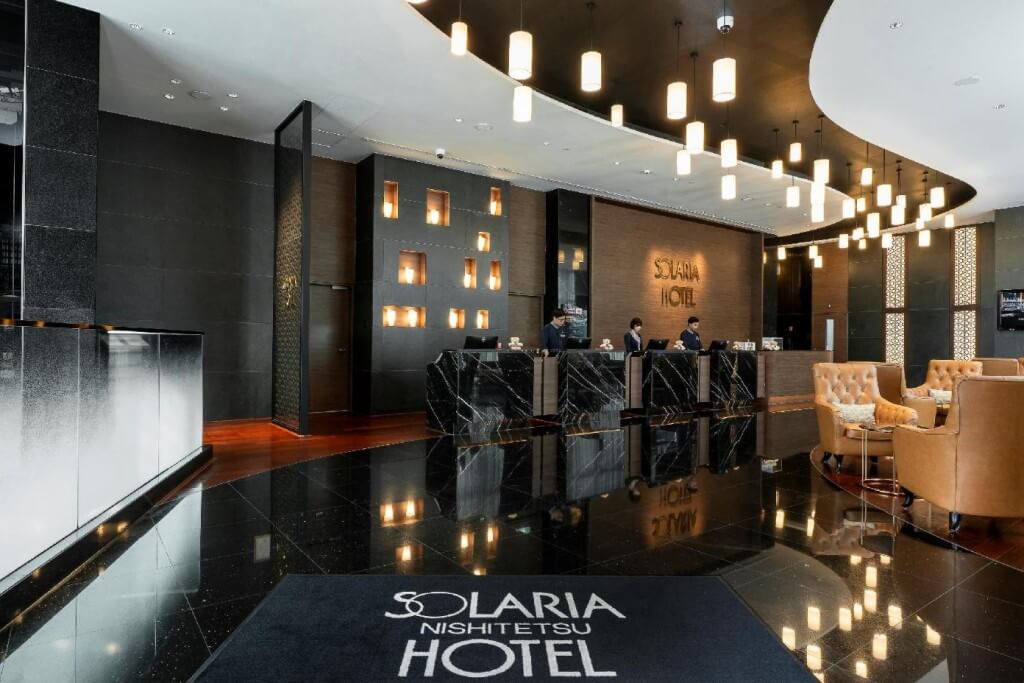 The staff at the Solaria Nishitetsu Hotel front desk are super friendly and professional when checking you in.