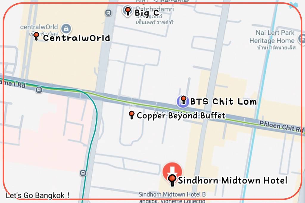 Sindhorn Midtown Hotel Bangkok Vignette Collection by IHG location map showing distance to BTS Chit Lom station