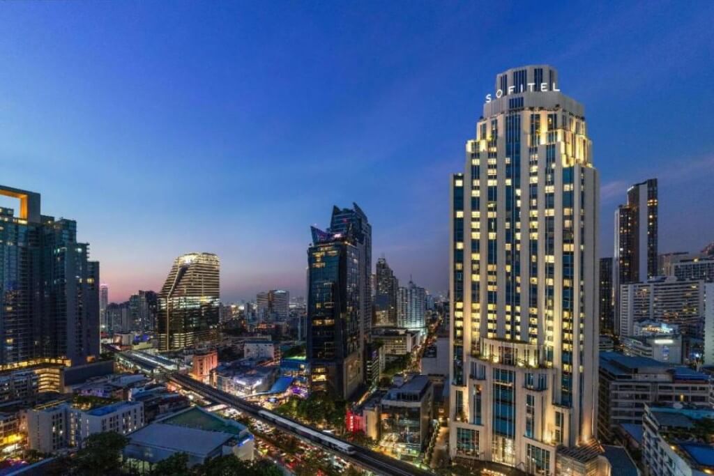 Sofitel Bangkok Sukhumvit modern luxury hotel exterior in Bangkok