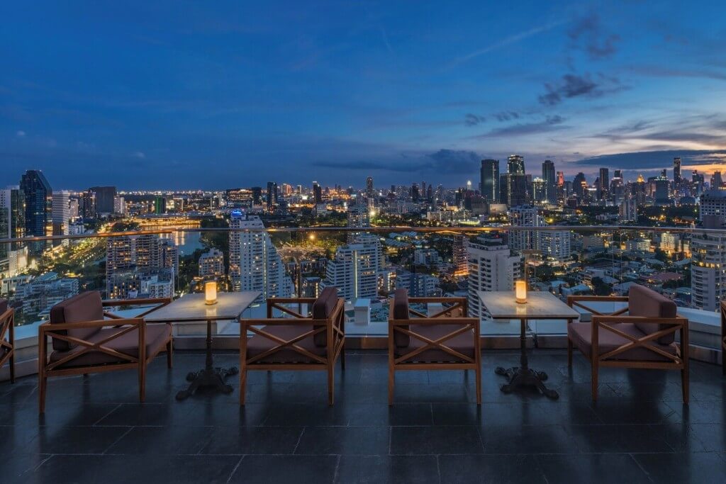 Sofitel Bangkok Sukhumvit rooftop bar with beautiful Bangkok night view