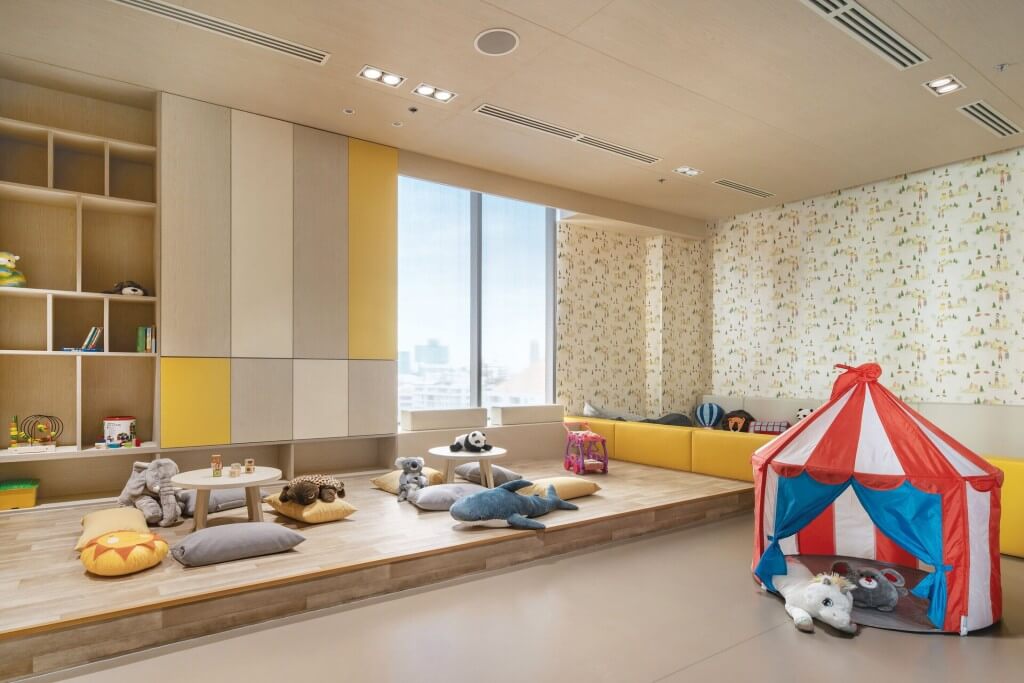Oakwood Suites Bangkok kids playroom with small tent and toys
