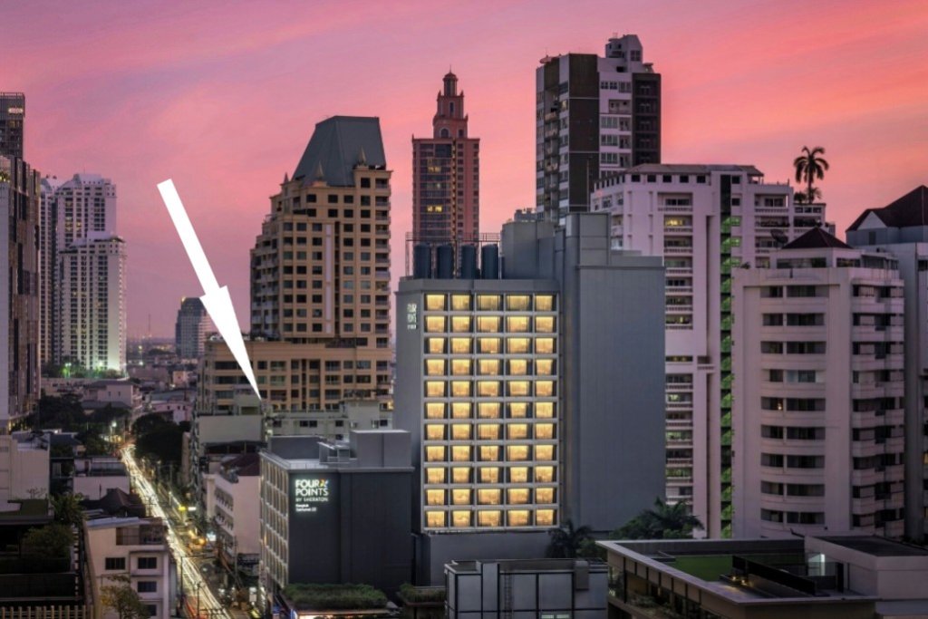 Four Points by Sheraton Bangkok Sukhumvit 22 modern exterior building on Sukhumvit 22 street