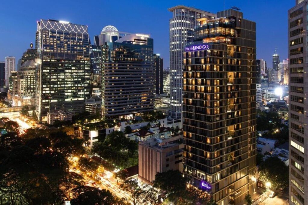 Hotel Indigo Bangkok Wireless Road modern exterior building on Wireless Road