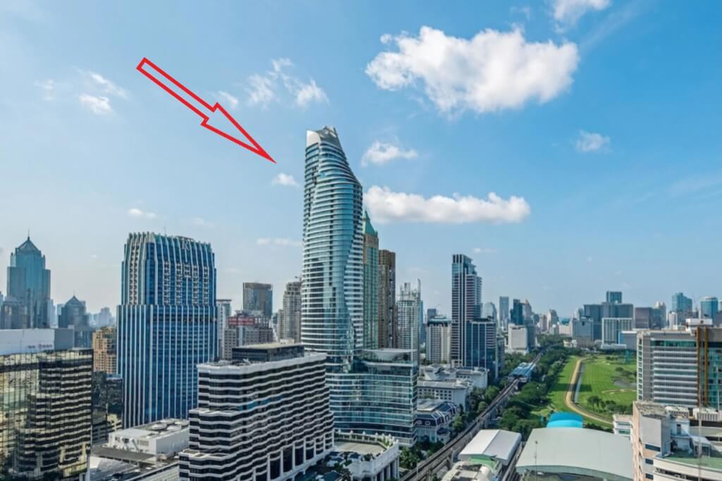 Luxurious exterior of Waldorf Astoria Bangkok hotel building on Ratchaprasong district