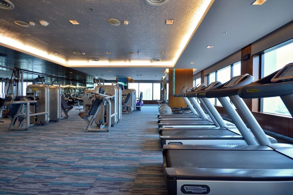 Large fitness center at Renaissance Bangkok Ratchaprasong Hotel with cardio machines