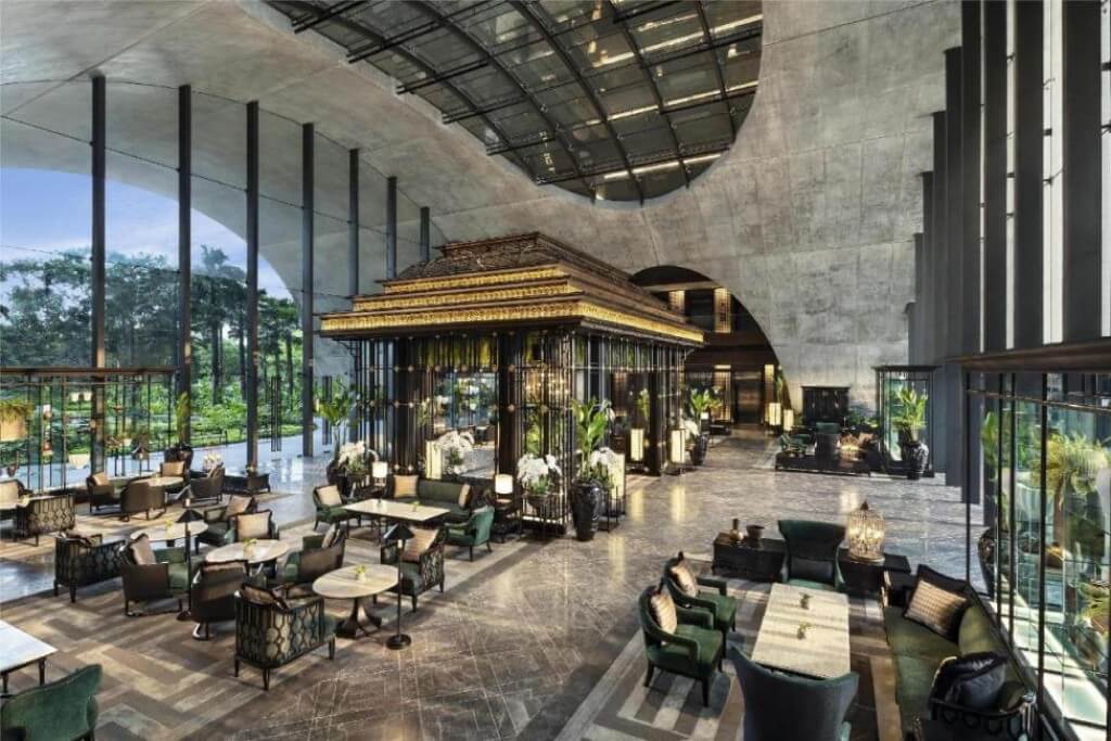Bright lobby with natural light at Sindhorn Kempinski Hotel Bangkok