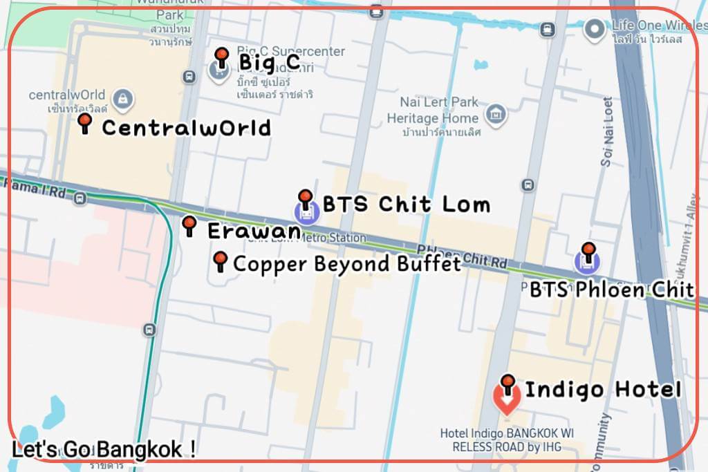 Hotel Indigo Bangkok Wireless Road walking distance to BTS Chit Lom station and BTS Phloen Chit station