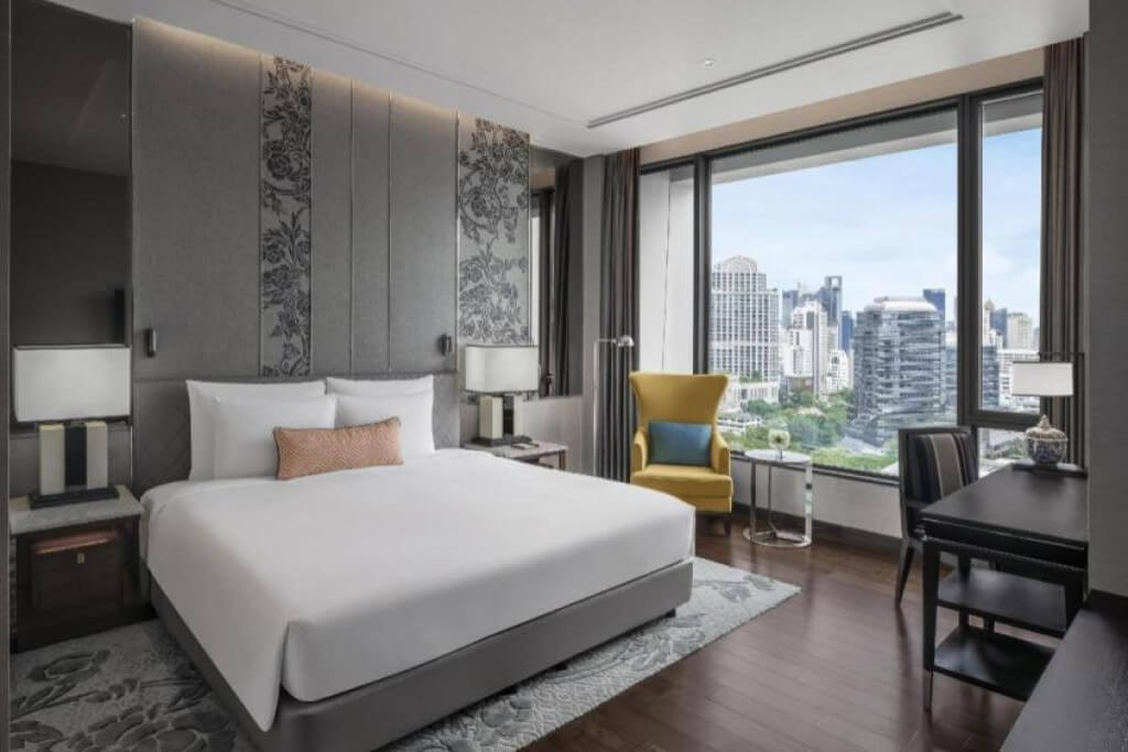 Bright room with large window at Sindhorn Kempinski Hotel Bangkok