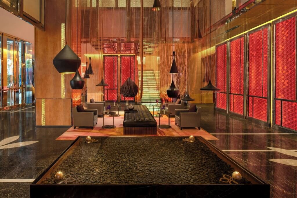 Modern lobby of Renaissance Bangkok Ratchaprasong Hotel with comfortable seating