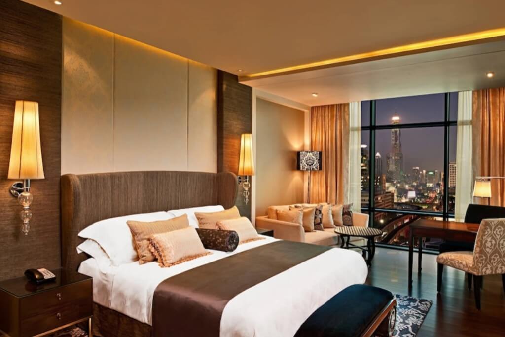 beautiful night view of Bangkok skyline seen from The St. Regis Bangkok room window