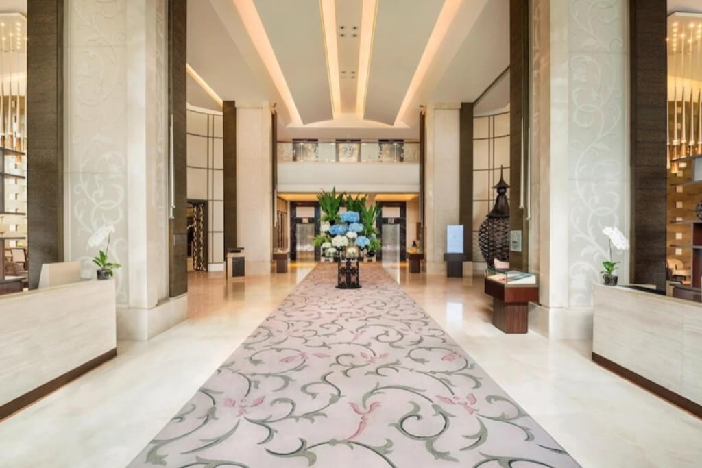 luxurious lobby lounge at The St. Regis Bangkok with comfortable sofas and elegant design