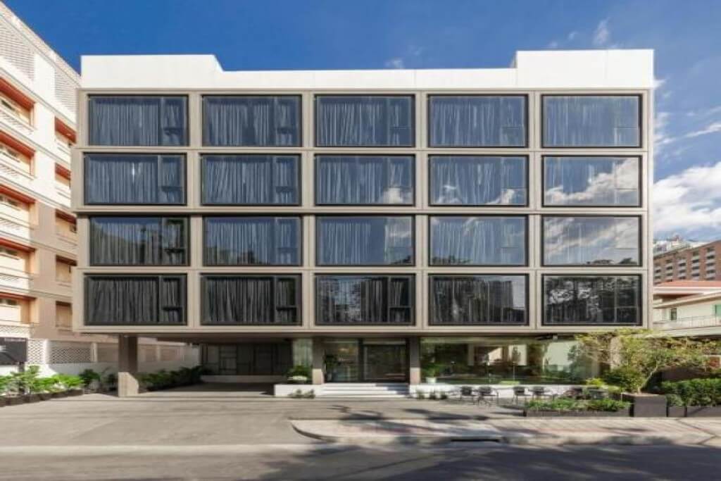 Volve Hotel Bangkok modern exterior building on a quiet Thong Lo street