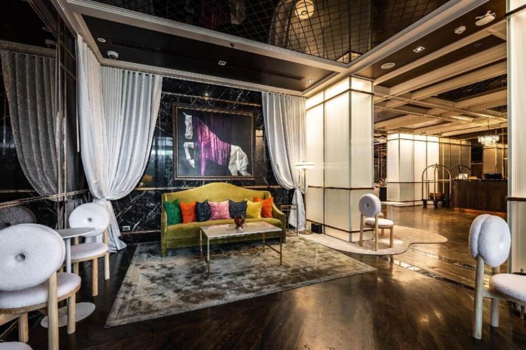 Lounge area at MUU Bangkok Hotel similar to W Hotel style