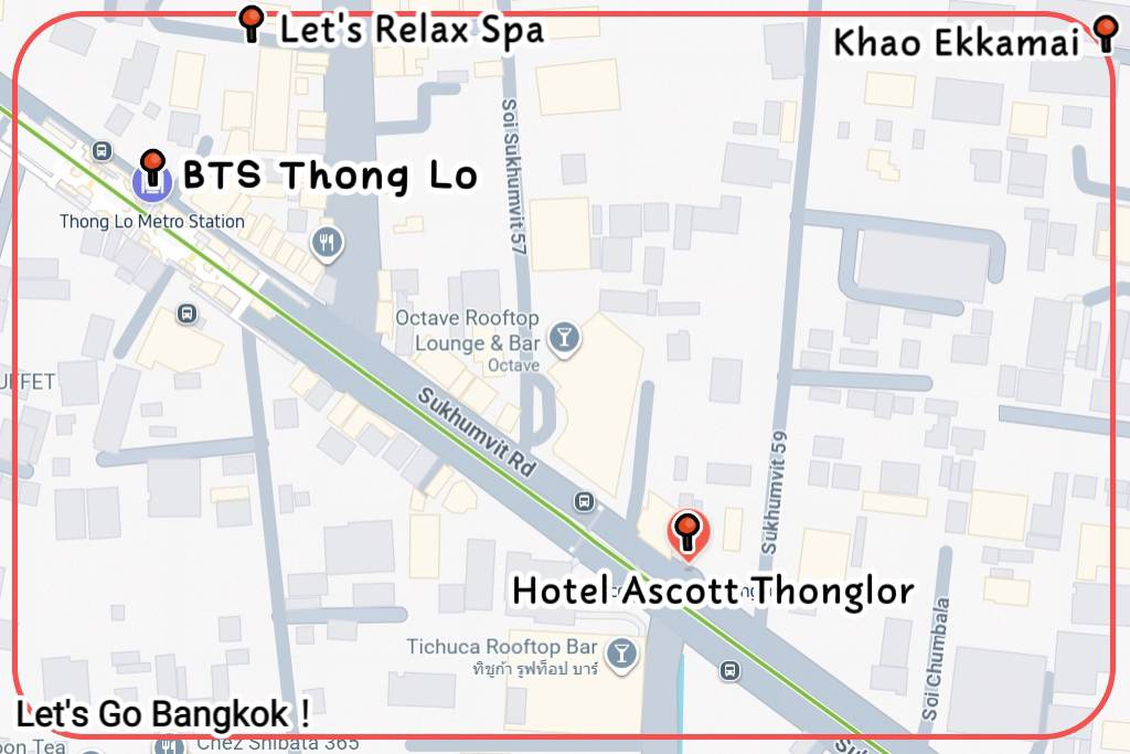 Ascott Thonglor Bangkok walking distance to BTS Thong Lo station map