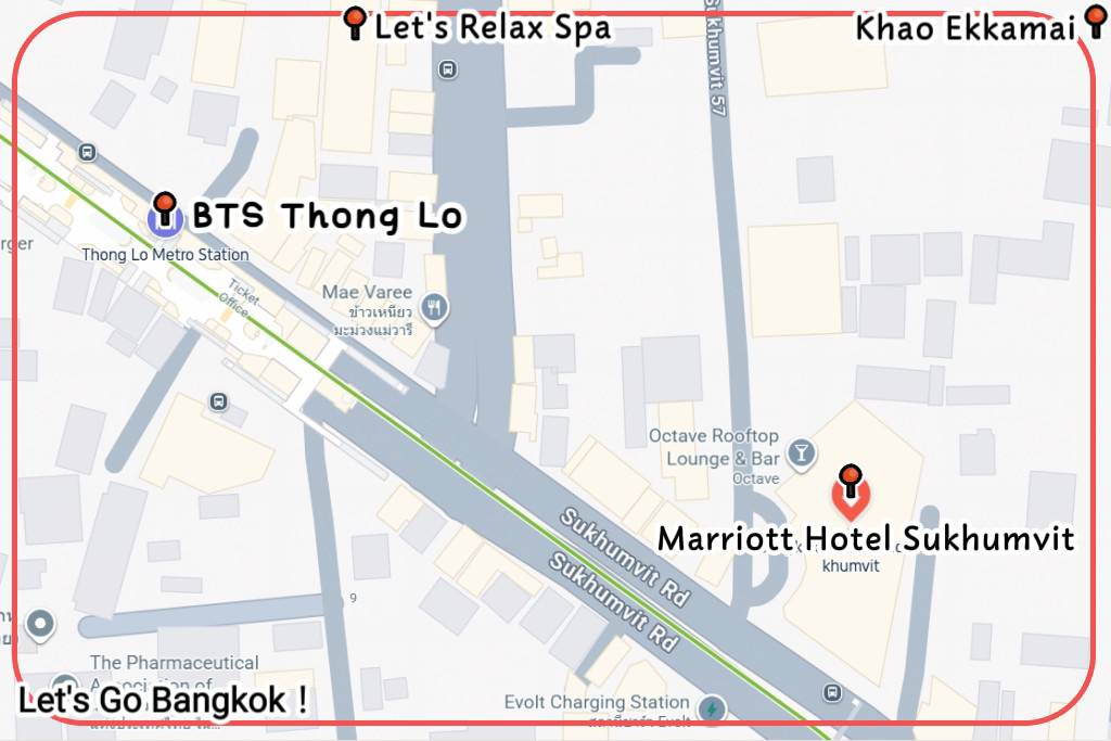 Bangkok Marriott Hotel Sukhumvit location map showing walking distance to BTS Thong Lo station