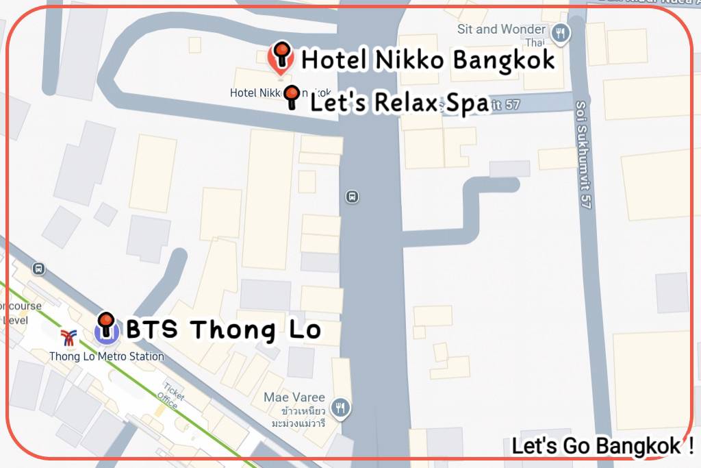 Hotel Nikko Bangkok location map showing walking distance to BTS Thong Lo station