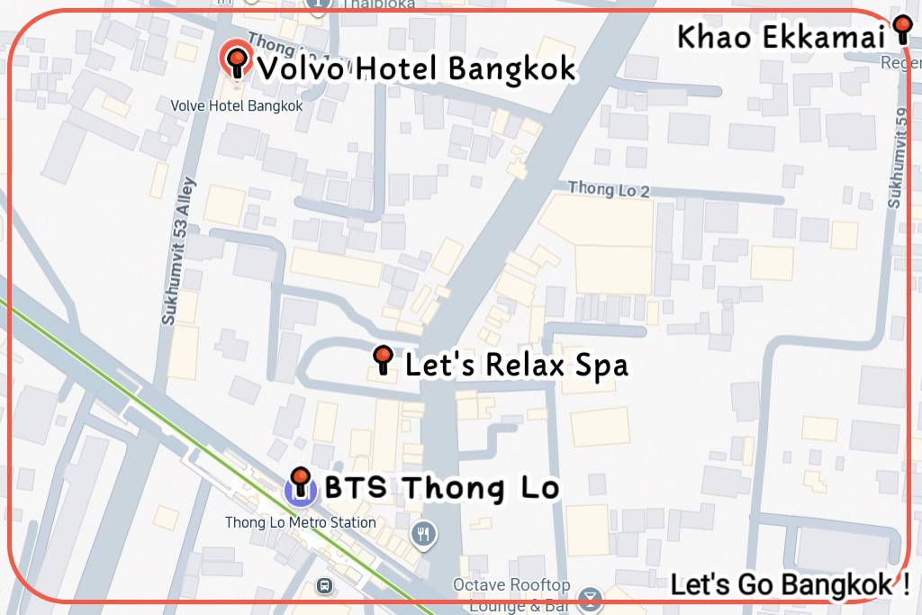 Volve Hotel Bangkok location map showing walking distance to BTS Thong Lo station