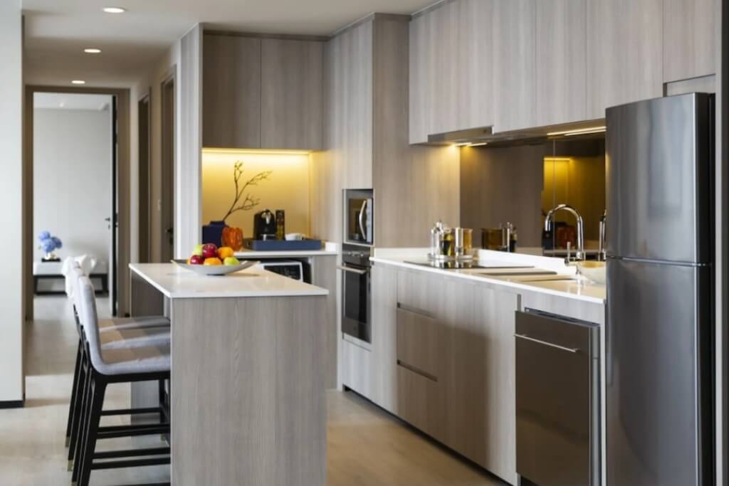 Ascott Thonglor Bangkok full kitchen with induction cooktop and kitchenware