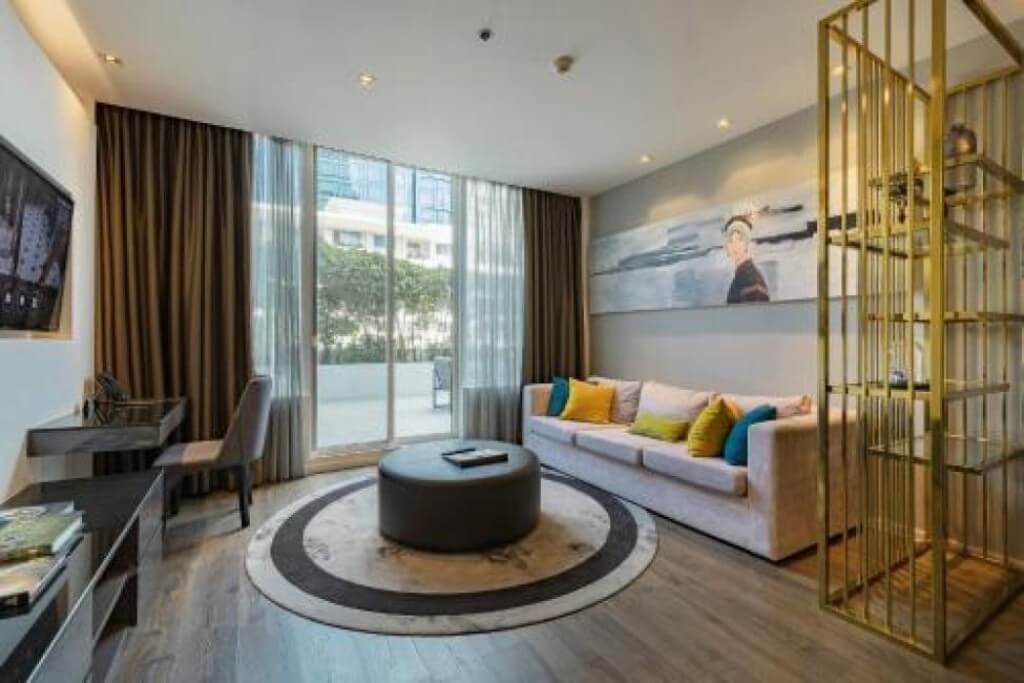 Full size living room at MUU Bangkok Hotel suite