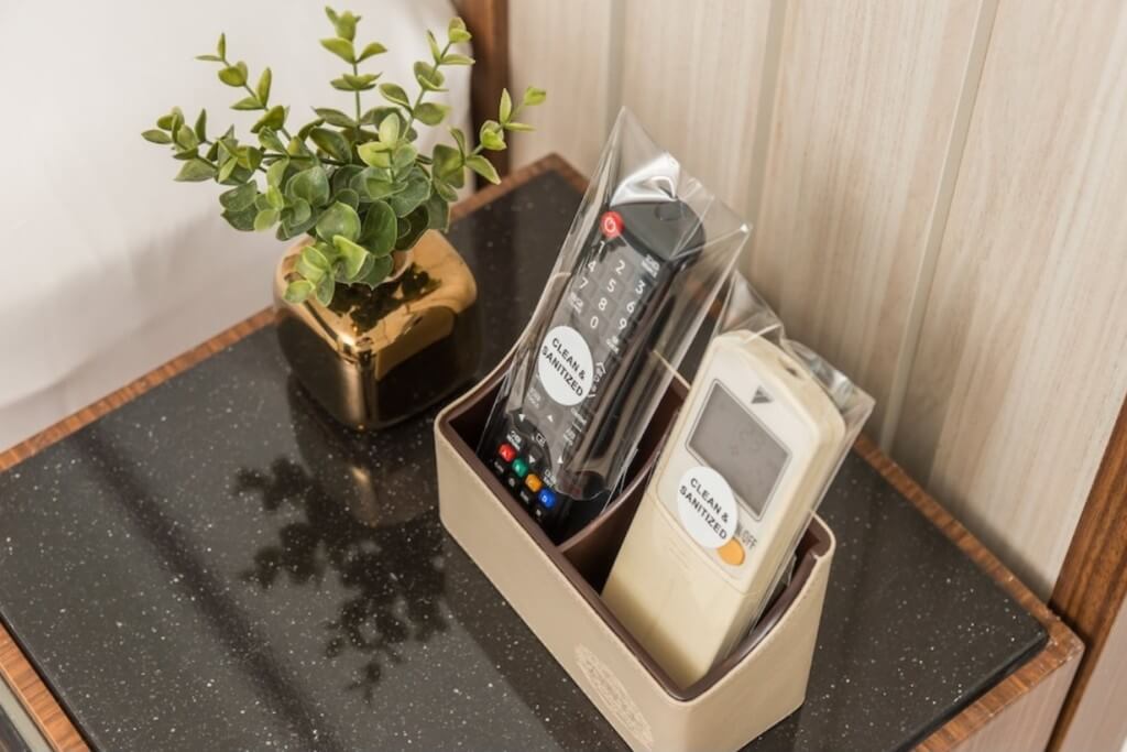 Hotel Amber Sukhumvit 85 remote control wrapped in disposable bag