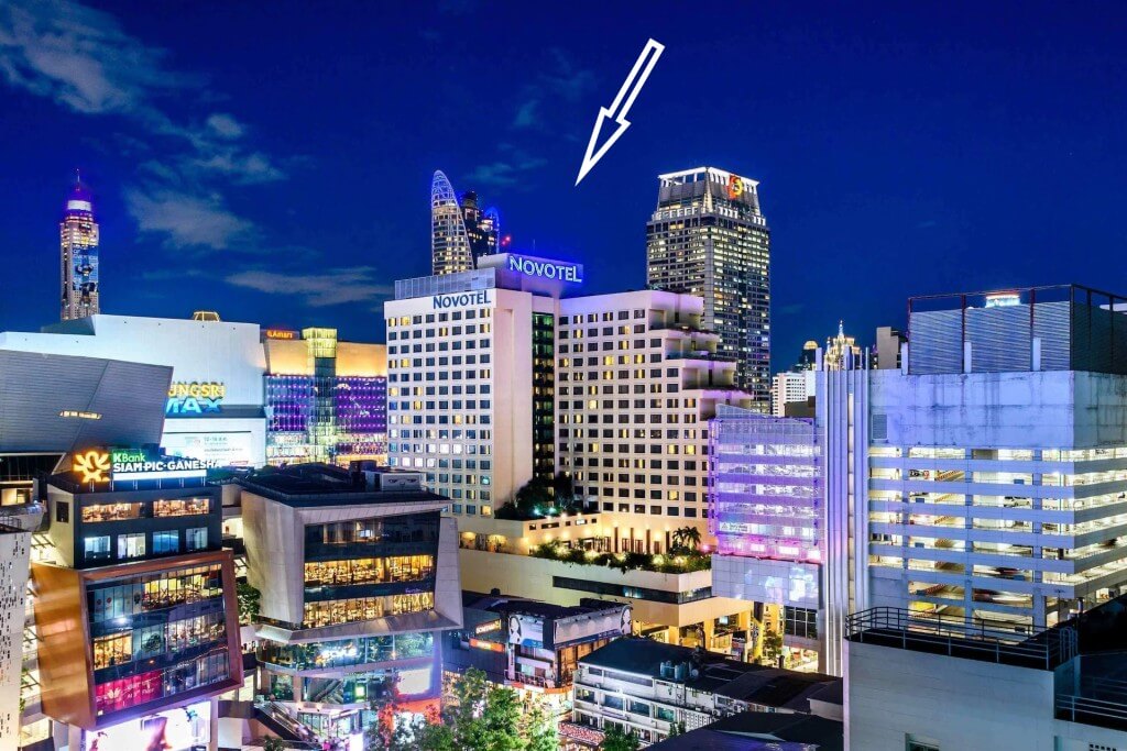 Novotel Bangkok Siam Square exterior hotel building in Siam shopping district