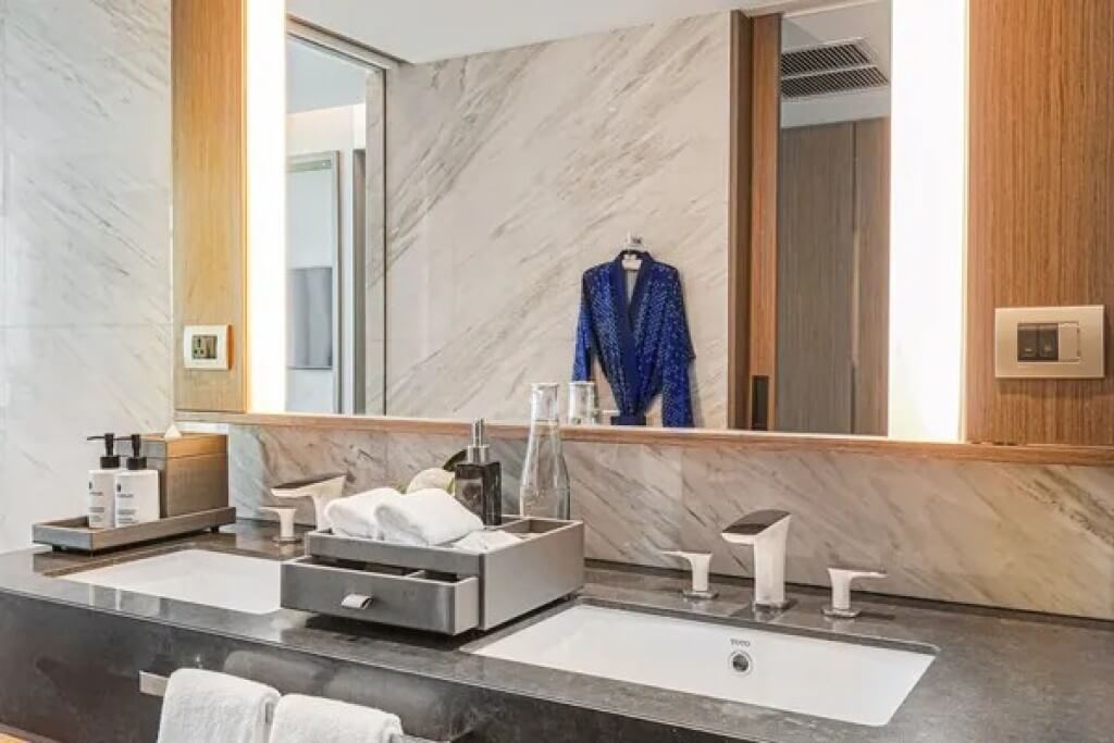 Chatrium Grand Bangkok three bedroom suite double sink vanity
