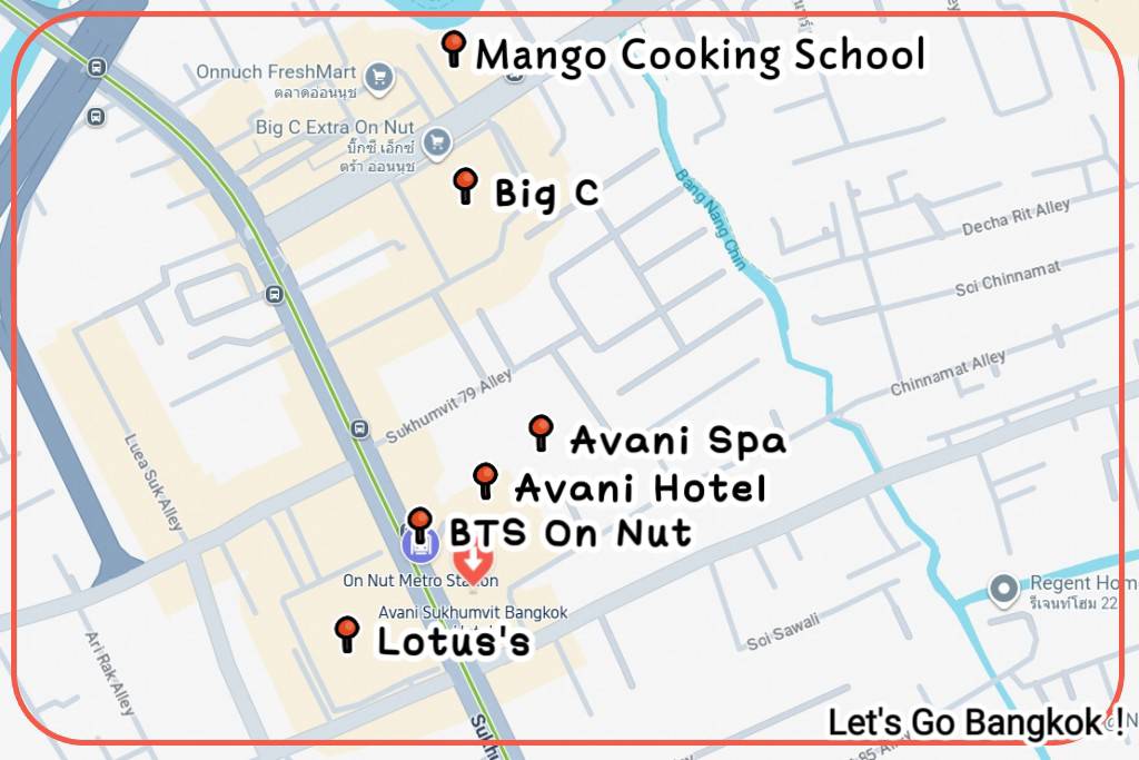 Avani Sukhumvit Bangkok location map connected to BTS On Nut station via skybridge