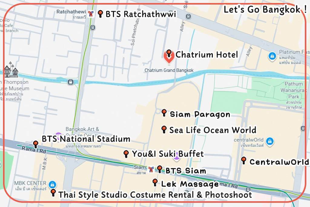 Chatrium Grand Bangkok location map near BTS Siam Station