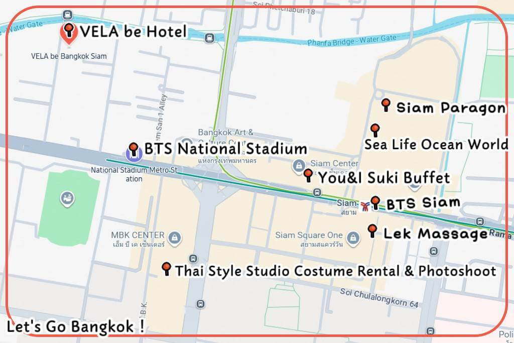 VELA be Bangkok Siam location map near BTS National Stadium