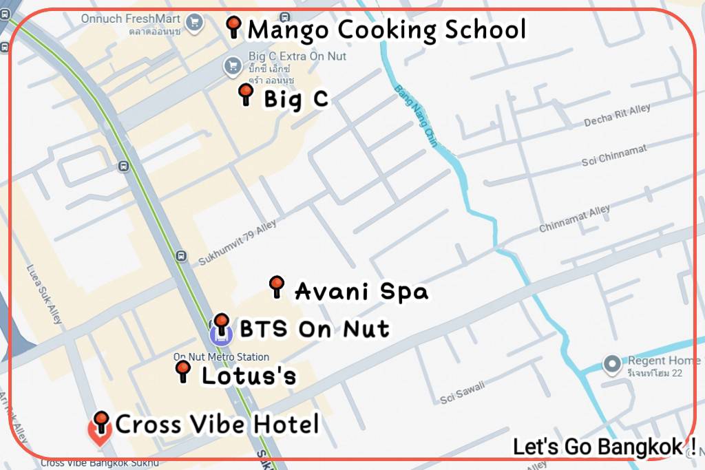 Cross Vibe Bangkok Sukhumvit location map near BTS On Nut