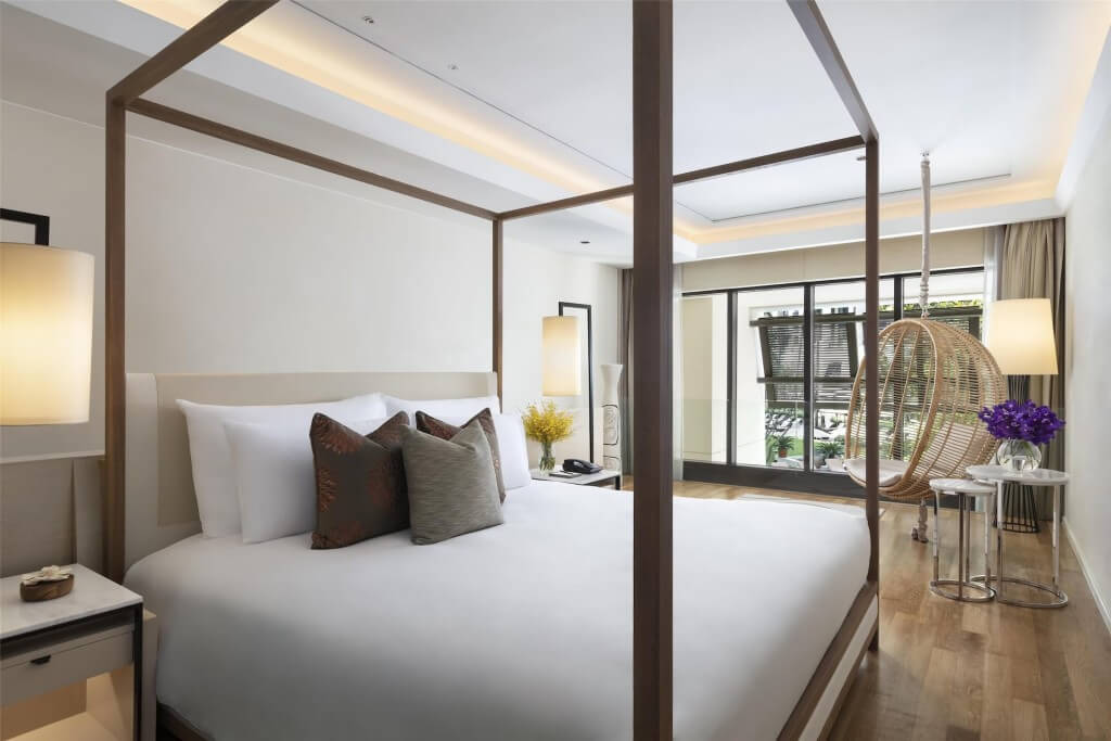 Siam Kempinski Hotel Bangkok duplex Kawana room level two bedroom with resort-style hanging chair
