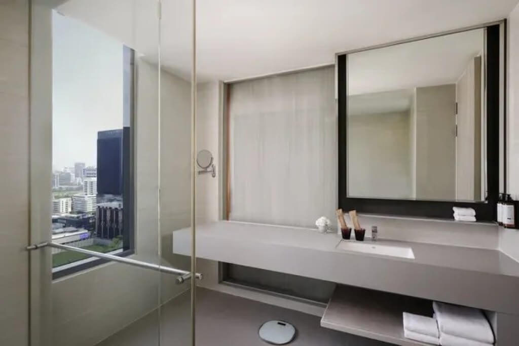Mercure Bangkok Siam suite spacious bathroom with large vanity