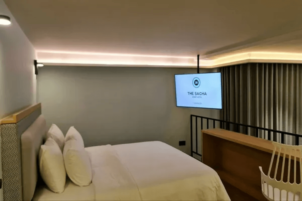 Upper bedroom of loft suite at Sacha Thonglor