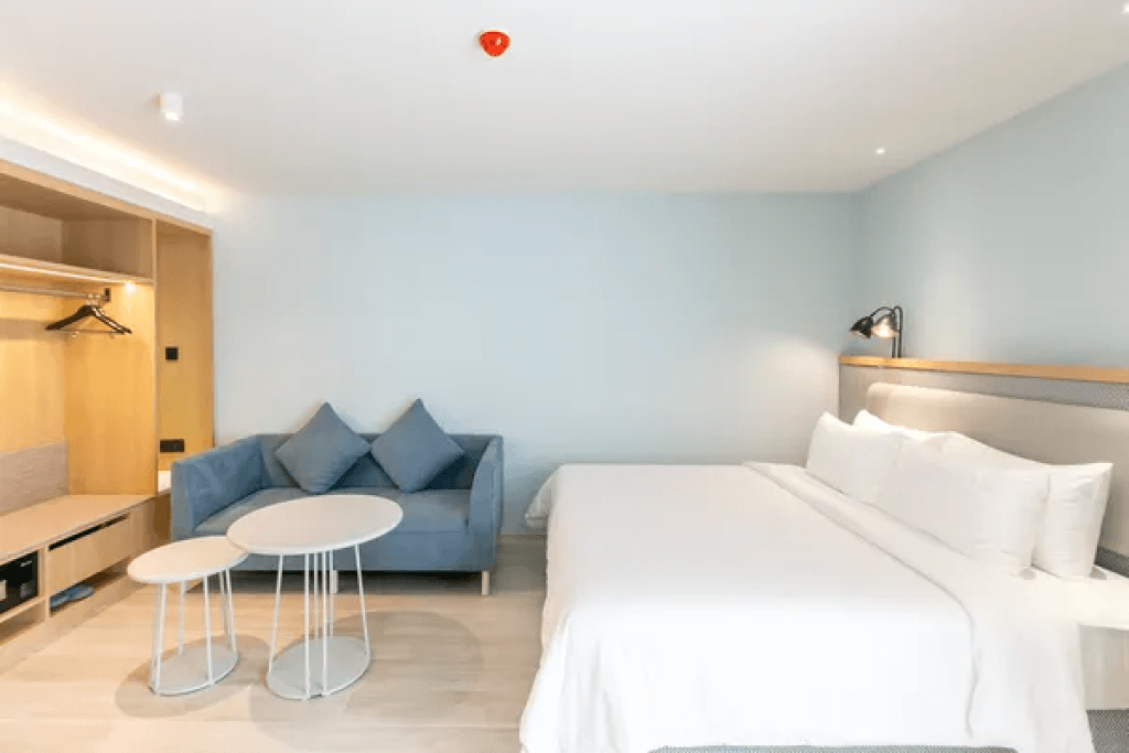 Double suite bed wardrobe and sofa at Sacha Thonglor